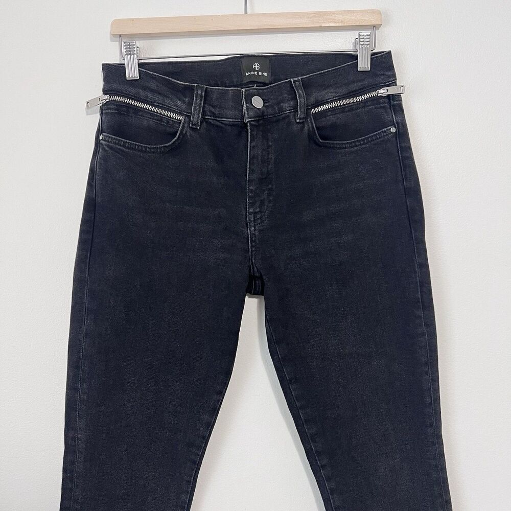 Anine Bing Jax Low Rise Ankle Skinny Jeans Size 29 in Smoke Black - Picture 3 of 11
